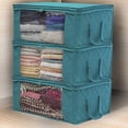 thumbnail image 3 of Foldable Large Capacity Clothes Storage Bag Organizer with Reinforced Handle, Sturdy Zipper, Clear Window, Fabric Clothes Bag Storage Box for Comforters Blankets Bedding Foldable Closet Organizer, 3 of 7