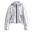 thumbnail image 2 of Shiny Puffer Jacket Women Cropped Zip Up Stand Collar Drawstring Long Sleeve Hooded Down Coat Zipper Pockets Solid Casual Fashion Outerwear Warm Winter Quilted Jackets 2025, 2 of 4
