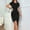 Black, variant on ZZwxWA Women's Summer Tie Waist Ribbed Midi Dress Short Sleeve Irregular Hem Bodycon Dresses