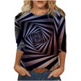 thumbnail image 1 of Blusa de cuello redondo de manga larga con estampado degradado de novedad clásica para mujer Pompotops gfhjh19242, 1 of 5