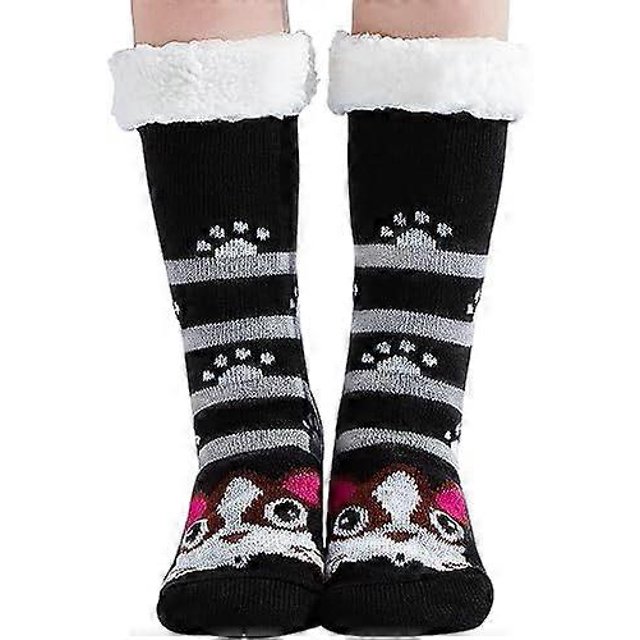 Slipper Socks Women Fluffy Animal Socks Winter Ladies Gifts Ideas Cosy Thermal Animal Sock Fuzzy Fleece-Lined Winter Non Slip Warm Socks with Gel Grip