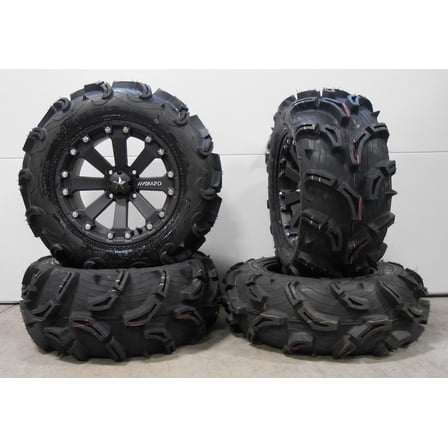 MSA Black Kore 14" UTV Wheels 26" Zilla Tires Honda Pioneer