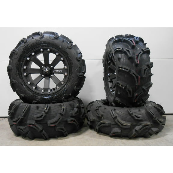 MSA Black Kore 14" UTV Wheels 26" Zilla Tires Honda Pioneer