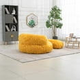 thumbnail image 2 of Bean Bag Chair with Footstool for Kids Adults, Comfort Faux Fur Lazy Sofa with Backrest, Durable High Back Lounger Single Chair for Living Room, Yellow, 2 of 8