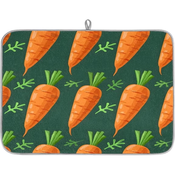 Absorbent Dish Drying Mat,Food Carrot Drawings 16*18inch Dish Drying Mat for Kitchen Counter Microfiber Absorbent Dish Draining Reusable Washable Extra