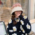 thumbnail image 2 of SikaFu Autumn Winter Woolen Cap Woman Knitted Hats Retro Outing Jacquard Weave Warmth Hand-woven Fisherman Panama Bucket Gorros, 2 of 6