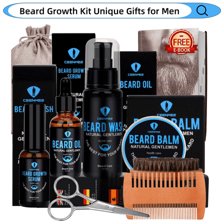 Miserwe Beard Care Set For Men，Beard Growth Set, 6-Piece Beard Care Set With Beard Oil, Beard Shampoo, Beard Balm, Beard Comb, Beard Scissors，Gifts For Men