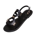 thumbnail image 2 of YgkuHd Women's Casual Flat Loafers Patent Leather Upper Gold-Outlined Croc Embossing Slip-On Style Chunky Sole Black,7, 2 of 8