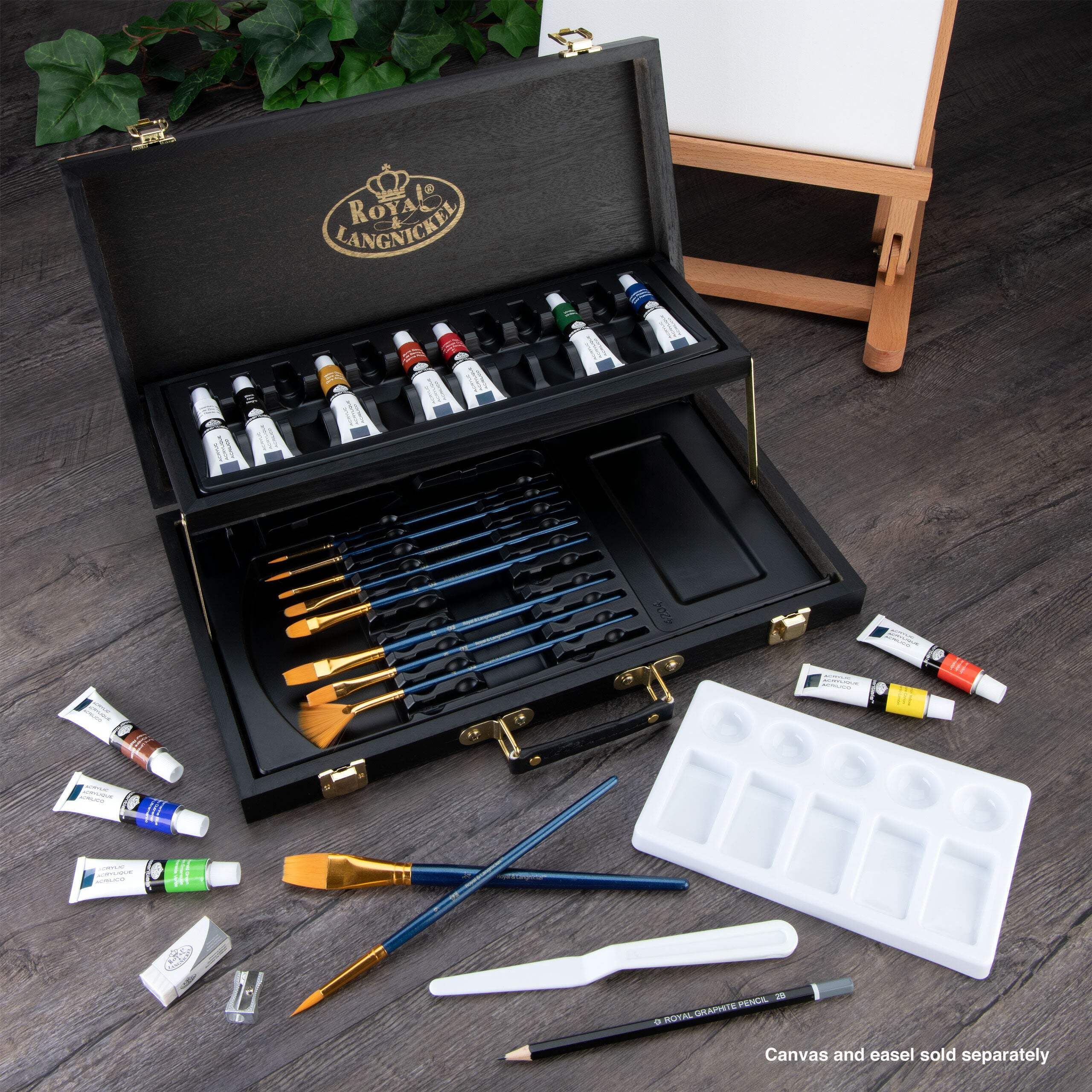 Royal & Langnickel essentials™ 28pc Black Series Acrylic Wooden Box Art Set