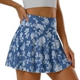 thumbnail image 3 of Xoenoiee Blue Rose Flower Print Women's High Waisted Pleated Tennis Skirts with Pockets Inner Shorts Lightweight Athletic Golf Skorts for Women, S, 3 of 6