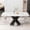 Printed White Marble / Black W757S00049 2, variant on FunMay Modern Stretchable Dining Table with Printed White Marble