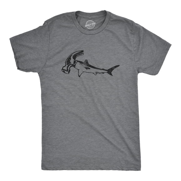 Mens Hammer Head Shark T Shirt Funny Shark Week Tool Joke Tee for Guys (Heather Grey - HAMMER) - 3XL