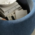 thumbnail image 6 of Round Storage Ottoman, Upholstered Coffee Table with Wooden Lid, 2 in 1 Function End Table Footstool for Living Room Office, Work as Side Table & Ottoman & Seat, (25.5"x25.5"x14.5"), Navy, 6 of 7
