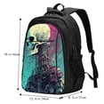 thumbnail image 4 of Yiaed Cartoon Art Skull Print Laptop Backpack,Business Travel Durable Laptops Backpack with USB Charging Port,Water Resistant College Computer Bag, 4 of 5