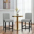thumbnail image 2 of Costway Set of 2 25'' Kitchen Breakfast Chairs Nailhead Bar Stools Gray, 2 of 11