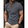 thumbnail image 2 of Yungyresw Mens Polo Shirt Short Sleeve Henley Collar Shirt Contrast Color Trim Pocket Polos for Summer Tops, 2 of 4