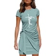 thumbnail image 1 of Pompotops Femmes Été Casual Couleur Unie Manches Courtes Col Rond Robe Ajustée, 1 of 4