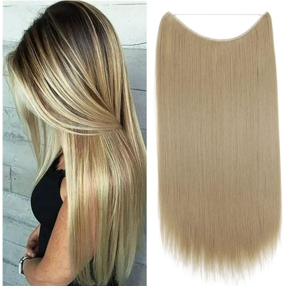 shiyou-Invisible Wire Hair Extensions Halo Hair Extension Hidden Headband Secret Hairpiece Synthetic Fiber For Women No Clip 20 Inch #24W Dirty Blonde