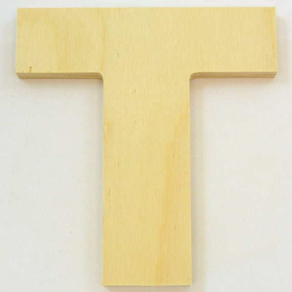 Package of 1, 16 Inch X 3/4" Thickness Baltic Birch Wood Letter T in The Arial Font, Thick, Upper Case for Art & Craft Project, Made in USA