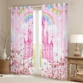 thumbnail image 2 of jejeloiu Dreamy Princess Castle Black Out Curtains,Cherry Blossom Curtains Pack of 2 (42x63 Each),Tairy Tale Theme Bedroom Curtains For Girls Kids,Microfiber Bedroom Decor, 2 of 6