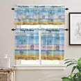 thumbnail image 2 of Merry Christmas Kitchen Curtains and Valances Set, Washing Machine Clothes Blue Yellow Woodcuts Rod Pocket Window Valance Window Curtain Panels for Living Room Bedroom Laundry, 27.5x24in, 3 Pieces, 2 of 7