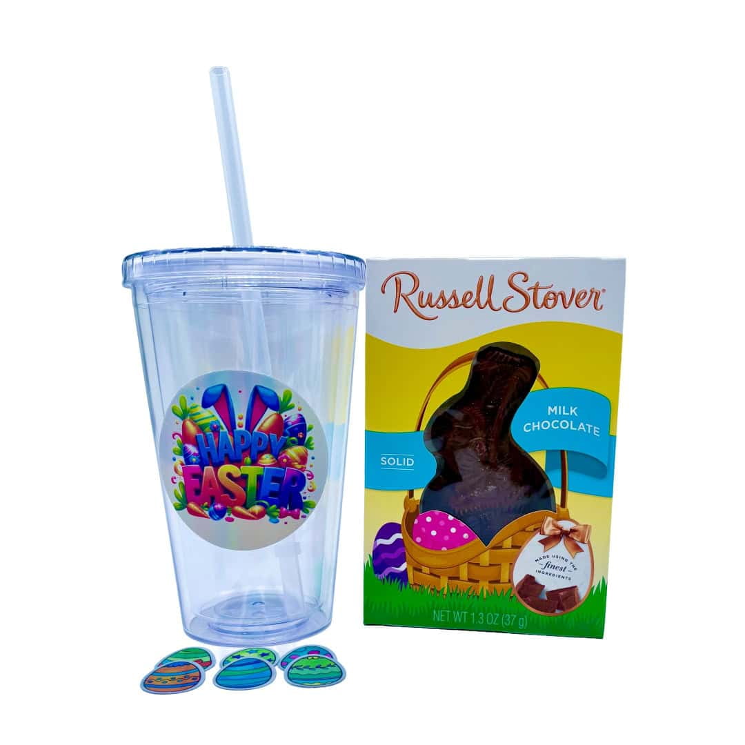 Easter Gift Basket, Kids, Teens, 16 oz., Chocolate Bunny, Stickers to Decorate