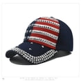 thumbnail image 2 of Gorra de béisbol lisa de algodón con diamantes de imitación y estampado de bandera, 2 of 4
