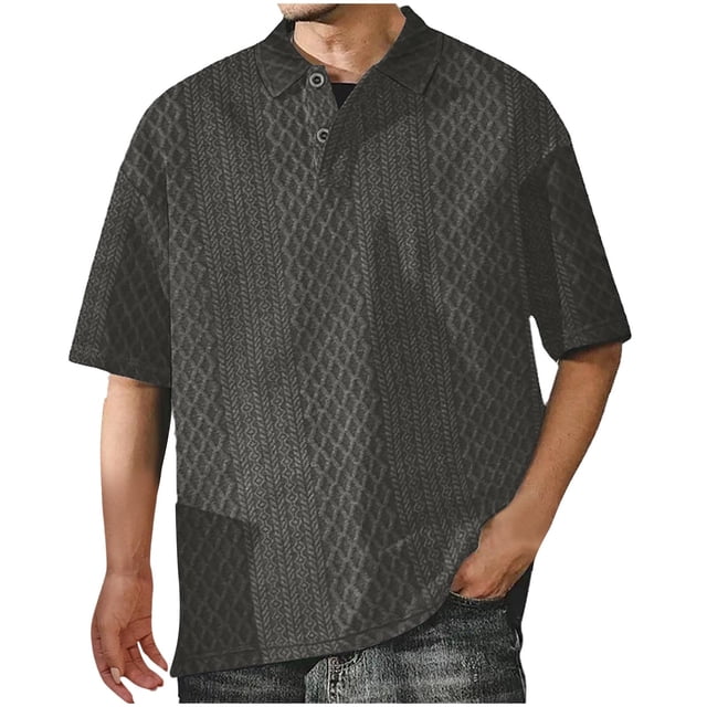Birdeem Shirts for Men Mens Solid Color Lapel Fallow Button-Up Sports Short Sleeve Top Top/Shirt