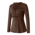 thumbnail image 4 of xiaxaixu Women Spring Autumn A-line Tops Solid Color Long Sleeve Ruffle Trim Casual T-shirt, 4 of 9