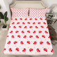 thumbnail image 2 of Homewish Cute Cartoon Mushroom Bed Sheets,Kawaii Loves Pattern King Sheets,Pink Red Sheet Set For Girls Kids,Super Cozy Room Decor,4 Pieces, 2 of 7