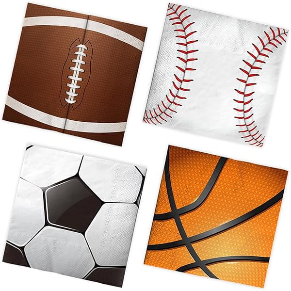 WONIMA02 40Pcs Sports Themed Napkins-Sports Party Decorations All Star Basketball Football Baseball Soccer Disposable Paper Napkins for Boys Birthday Party Supplies