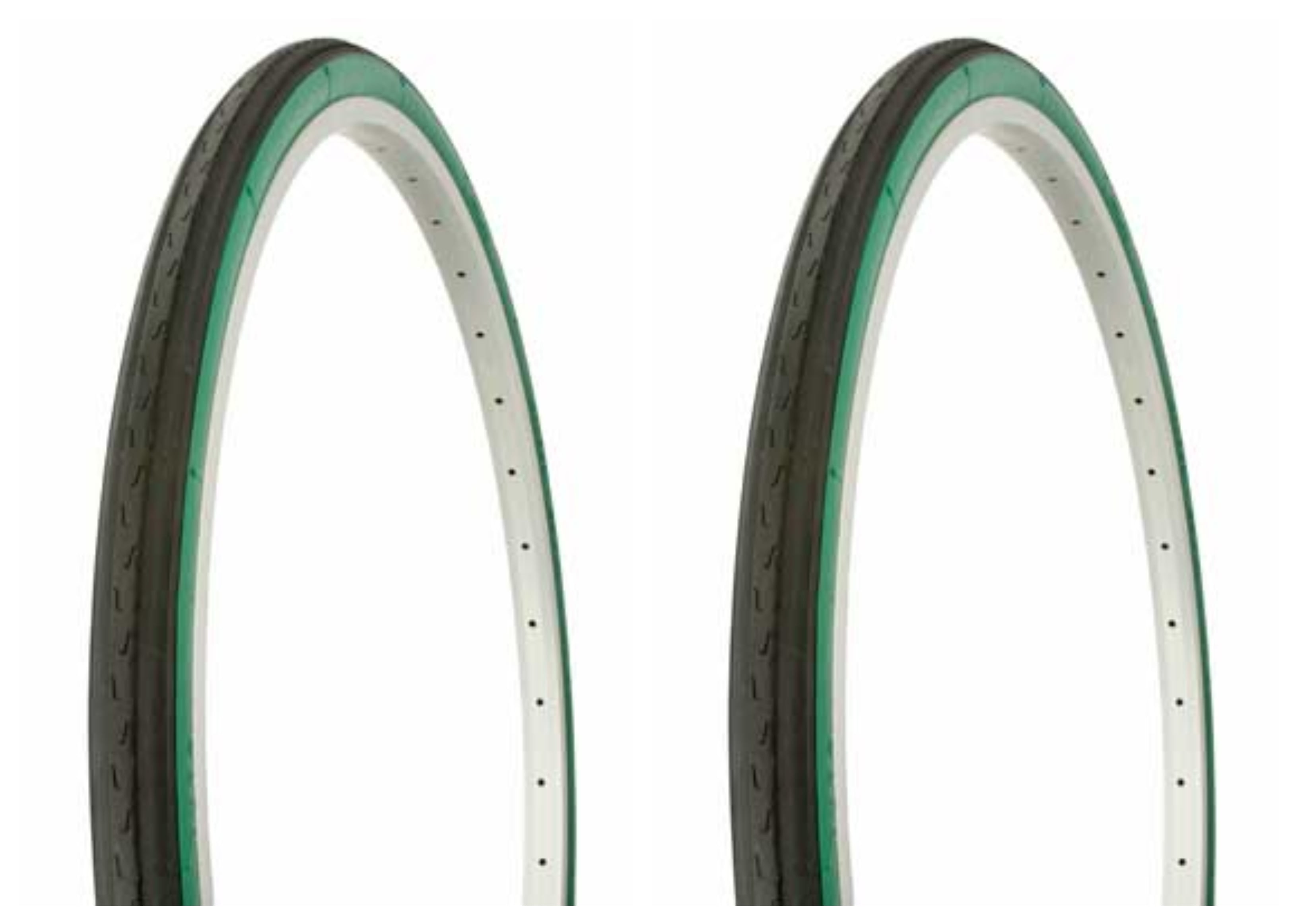 Tire set. 2 Tires. Two Tires Duro 26" x 1 3/8" Black/Green Side Wall