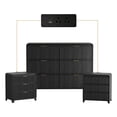 thumbnail image 2 of 6-Drawer Dresser and 3-Drawer Nightstand Sets for Bedroom,3PCS Bedroom Set with Golden Handles,3 Drawer with Charging Station, Wood Chest of Drawers Mid Century Storage Cabinet Set,Balck, 2 of 10