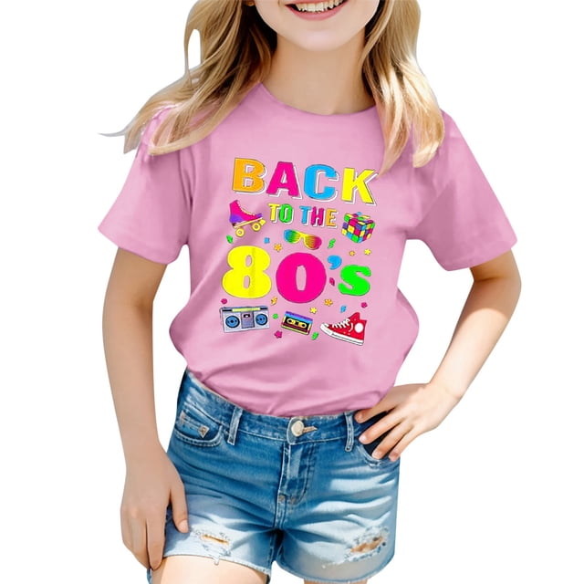 MEZZALL T-Shirt Imprimé Couleur Carnaval pour Enfants, Col Rond, Manches Courtes, 10-11 Ans