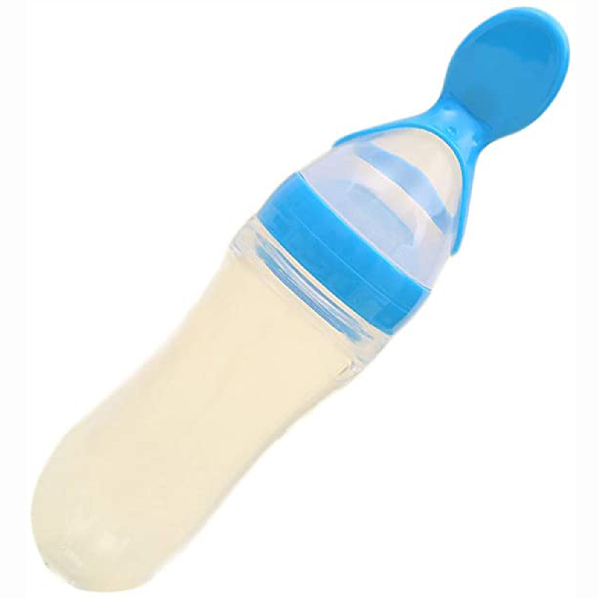 1Pc Infant Baby Silicone Feeding With Spoon Feeder Food Rice Cereal Bottle New 