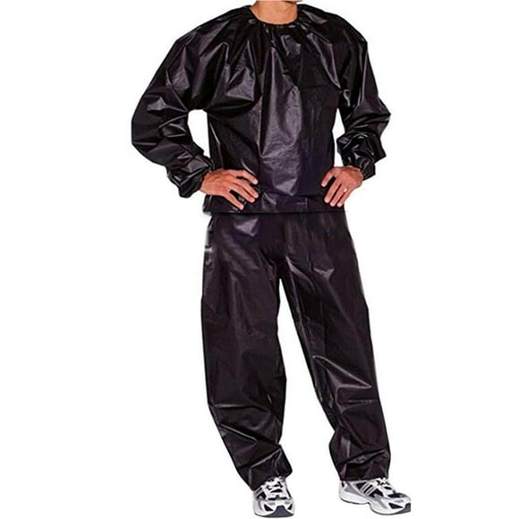 ziyahi Fitness Sweat Sauna Waterproof Suit Heavy Duty Weight Loss Exercise Training Windproof Warmer Clothing Bodybuilding Black L