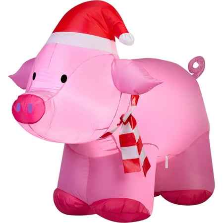 Gemmy Airblown Inflatable 3' Pig Christmas Decoration