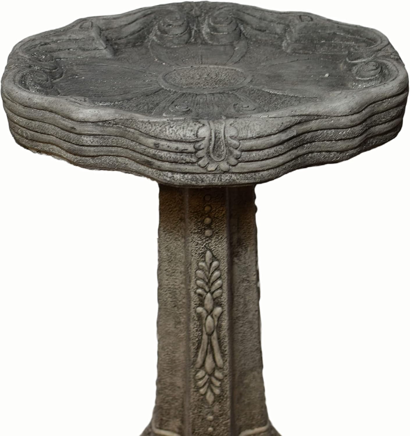 Solid Rock Stoneworks Dogwood Birdbath 27" Tall x 18" Diameter 2pc Pre Aged Color