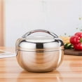 thumbnail image 3 of FANJIE Stainless Steel Double Layer Round Bento Lunch Box Food Storage Containe, 3 of 7
