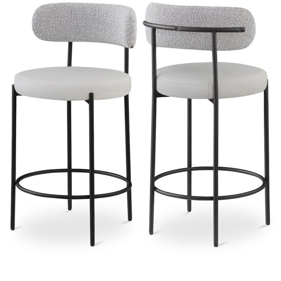 Meridian Furniture Beacon Taupe Vegan Leather Seat Stool (Set of 2)