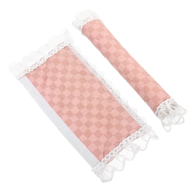 Uxcell 4Pack Refrigerator Door Handle Covers Kitchen Decors with Lace, Pink Square
