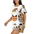 thumbnail image 2 of Fotbe Autumn Gnomes Print Pajama Set for Women 2 Piece Loungewear Short Sleeve Tops and Shorts Set Soft Sleepwear-XX-Large, 2 of 7