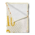 thumbnail image 2 of Hello Sunshine Soft Flannel Fleece Throw Blanket, Halftone Motif Background with Doodle Style Vintage Sun, Cozy Plush for Indoor and Outdoor Use, 50" x 70", Orange Yellow, by Ambesonne, 2 of 5