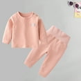 thumbnail image 5 of Odeerbi Toddler Boys Girls Long Johns Outfits Cotton Stand Collar Shoulder Buckle Two Underwear Set Children's Winter Coat High Waist Winter Pants Pink 2-3 Years, 5 of 5