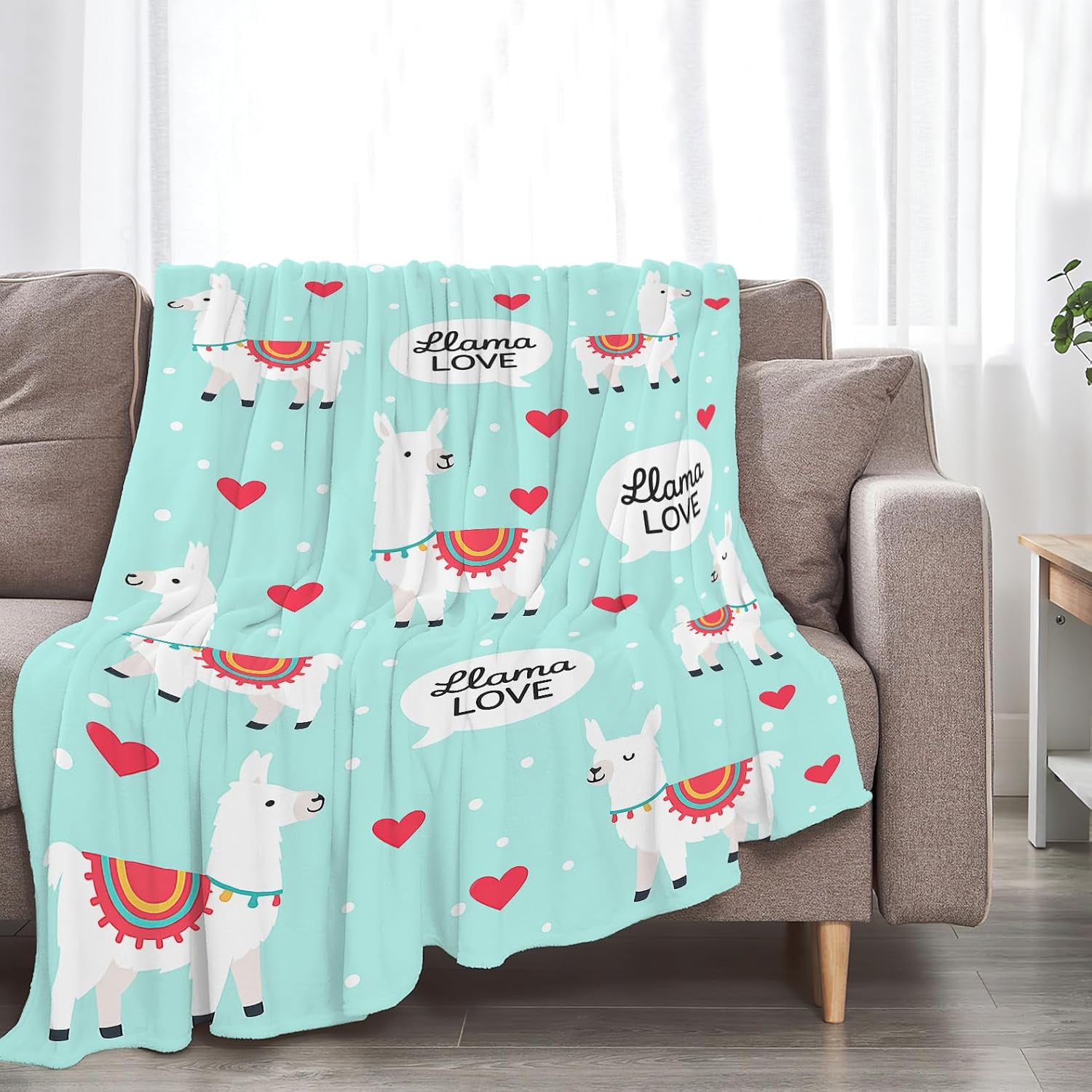 Llama Alpaca Blanket Cute Llamas Blanket Alpaca Gifts for Women Women Soft Cozy Flannel Fleece Fuzzy Stuffed Plush Bedding Decor for Users Adults Couch Sofa 50 x 60 Inch
