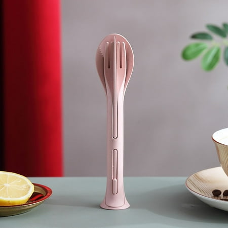 

Wheat straw 3-in-1 portable knife fork and spoon Household plastic spoon wheat Western food tableware Wholesale of loading