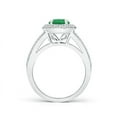 thumbnail image 2 of ANGARA Natural Round 1.2 ct Emerald Split Shank Ring with Diamond Halo in 14K White Gold for Women (Size-7mm) | May Birthstone, Birthday, Anniversary, Jewelry Gift for Women | Natural Emerald Ring, 2 of 8