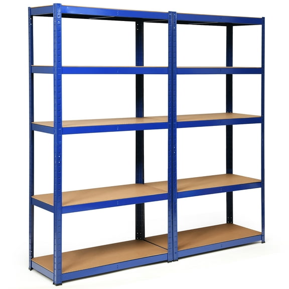 Costway 2PCS 72'' Heavy Duty Storage Shelf Steel Metal Garage Rack 5 Level Adjustable Blue