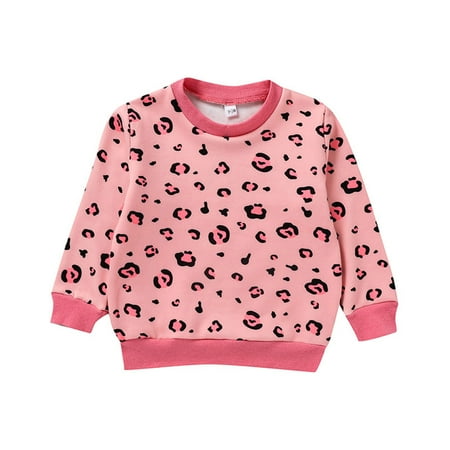 

Honeeladyy Winter Coats Toddler Kids Baby Girls Leopard Print Brushed Winter Clothes T-shirt Sweatshirt Pink Discount