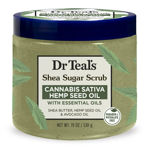 Dr Teal's Shea Sugar Body Scrub, Cannabis Sativa Hemp Seed Oil with
